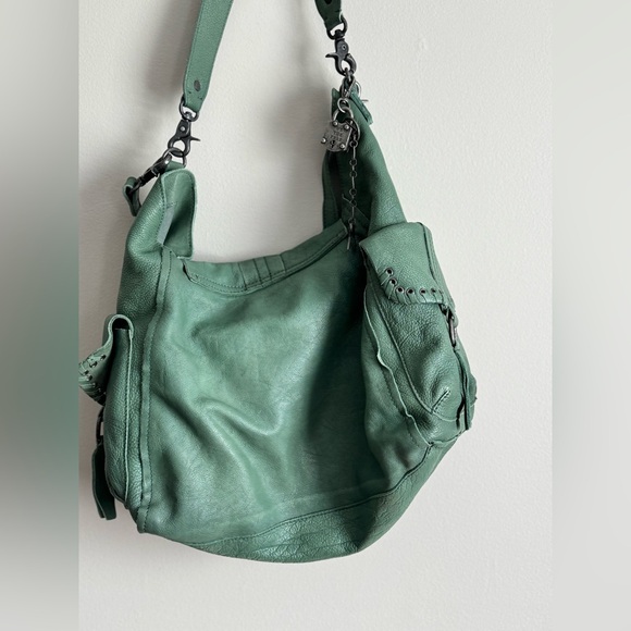 Free People We The Free Leigh Distressed Leather Tote Secret Sage Full Size - Picture 3 of 13